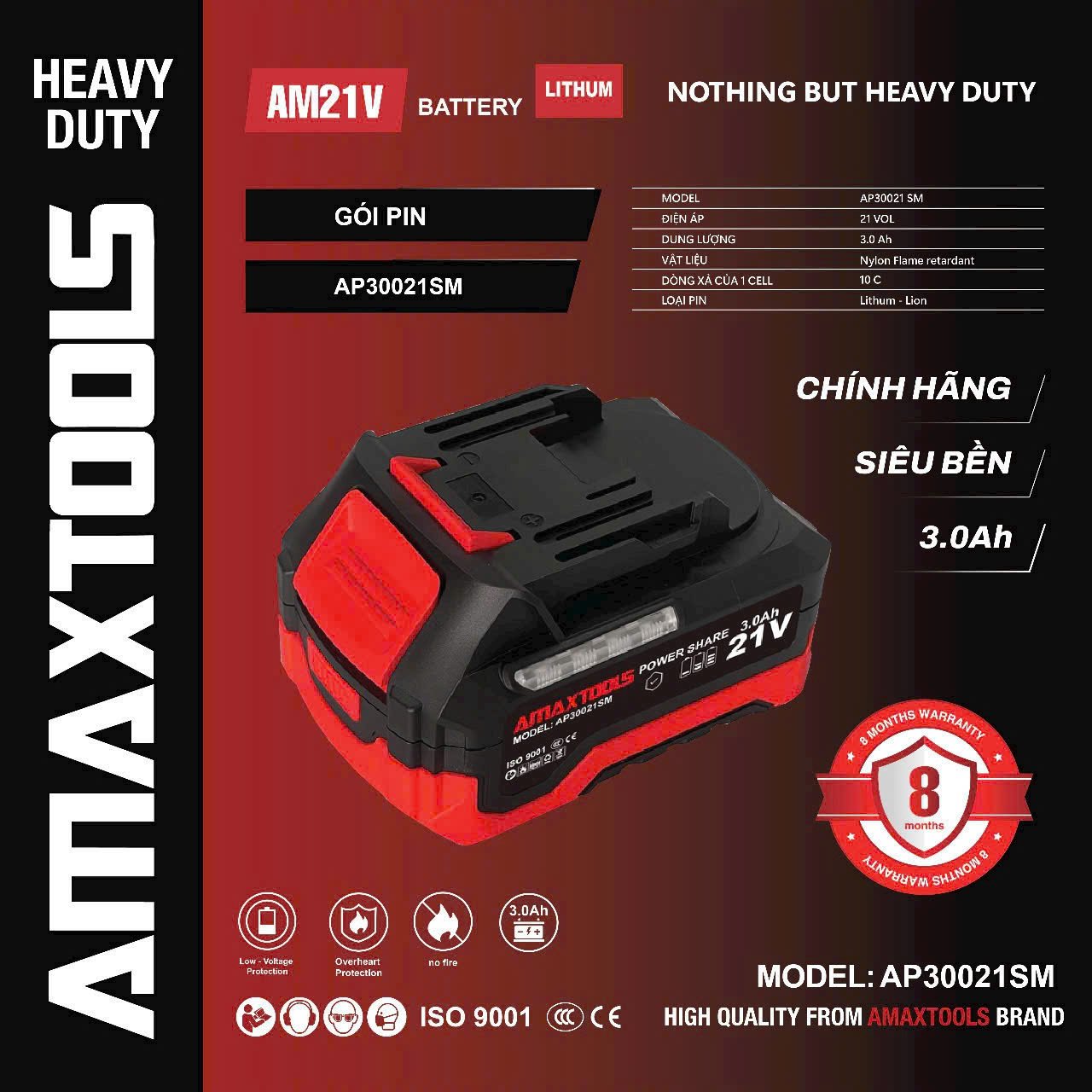 Pin 3A.h Amaxtools AP30021SM Chính Hãng